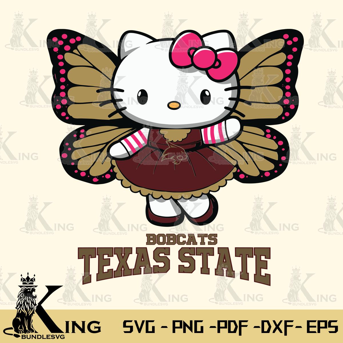 Texas State Bobcats Whimsical Kitty Wings Svg Eps Dxf Png File, Digital Download