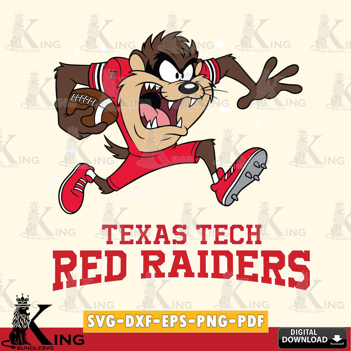 Texas Tech Red Raiders Angry Taz Football SVG file, Cut file  , Digital Download , Instant Download, Taz svg, NCAA svg
