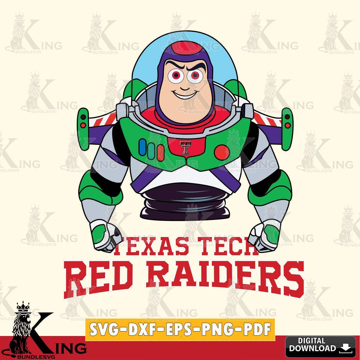 Printable art of Texas Tech Red Raiders Buzz Lightyear Football, SVG cut file for personalized gifts and laser projects