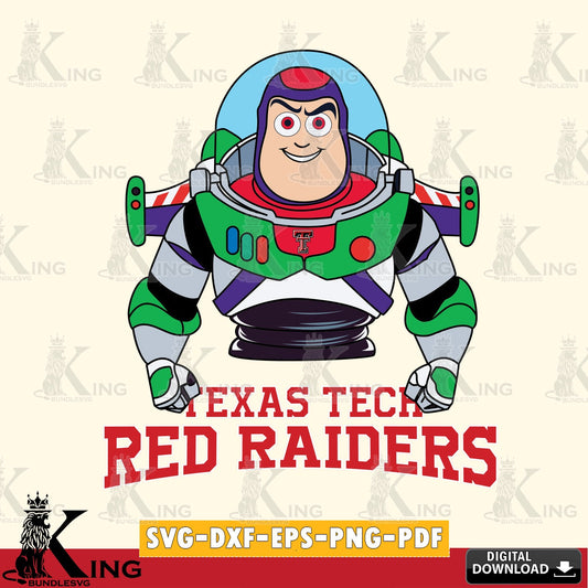 Printable art of Texas Tech Red Raiders Buzz Lightyear Football, SVG cut file for personalized gifts and laser projects