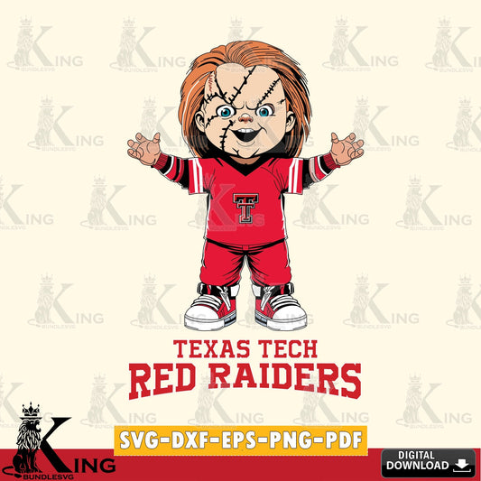 Modern graphic depicting Texas Tech Red Raiders Chucky Football, a digital file for silhouette cameo and cricut projects
