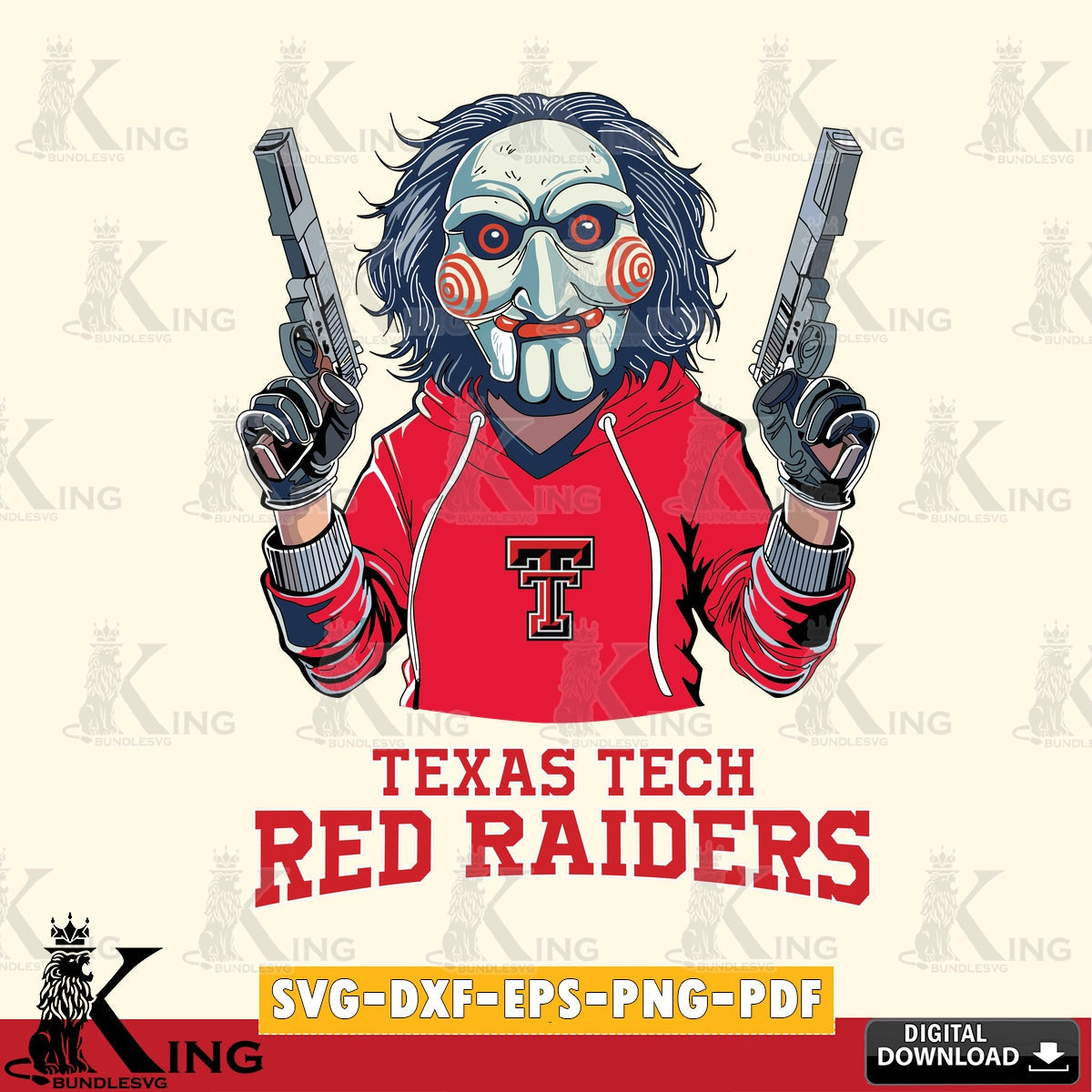 Eye-catching graphic of a Texas Tech Red Raiders Jigsaw Billy Football cut file ideal for vinyl projects and T-shirt printing