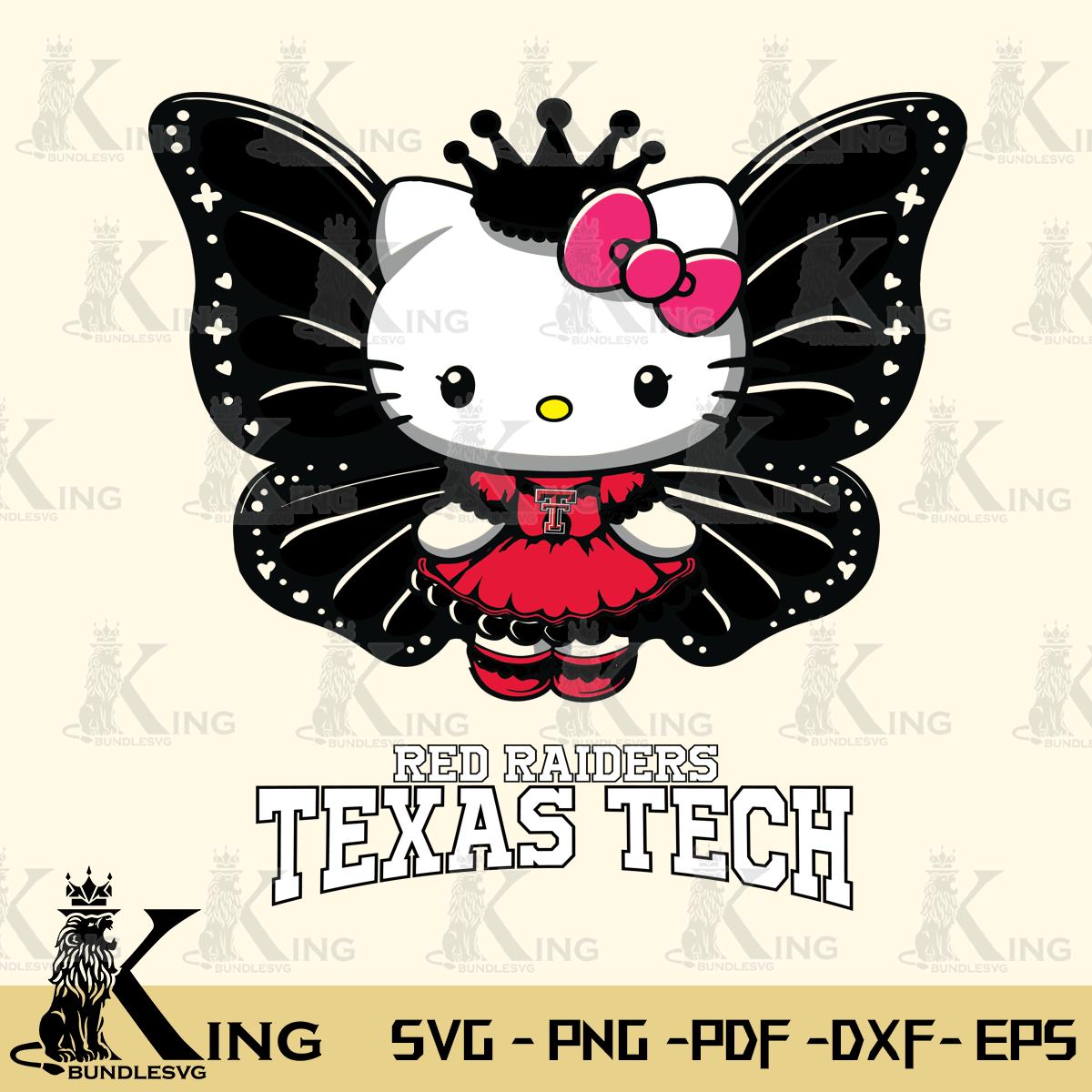 Texas Tech Red Raiders Kitty Wings & Flowers Svg Eps Dxf Png File, Digital Download