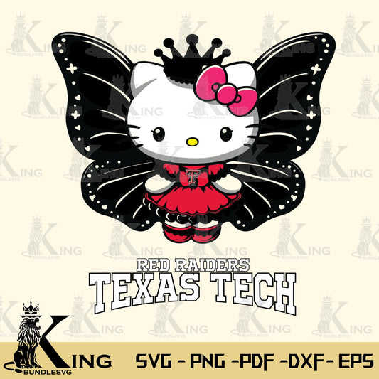 Texas Tech Red Raiders Kitty Wings & Flowers Svg Eps Dxf Png File, Digital Download