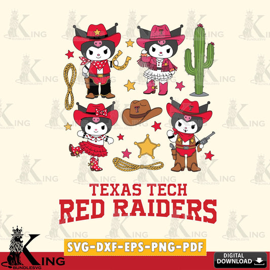 Texas Tech Red Raiders Kuromi Cowboy Western SVG file, Cricut, Cut file  , Digital Download , Instant Download, Sanrio svg, Clipart