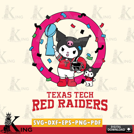 Texas Tech Red Raiders Kuromi Football Champion SVG file, Cricut, Cut file  , Digital Download , Instant Download, Sanrio svg, Clipart