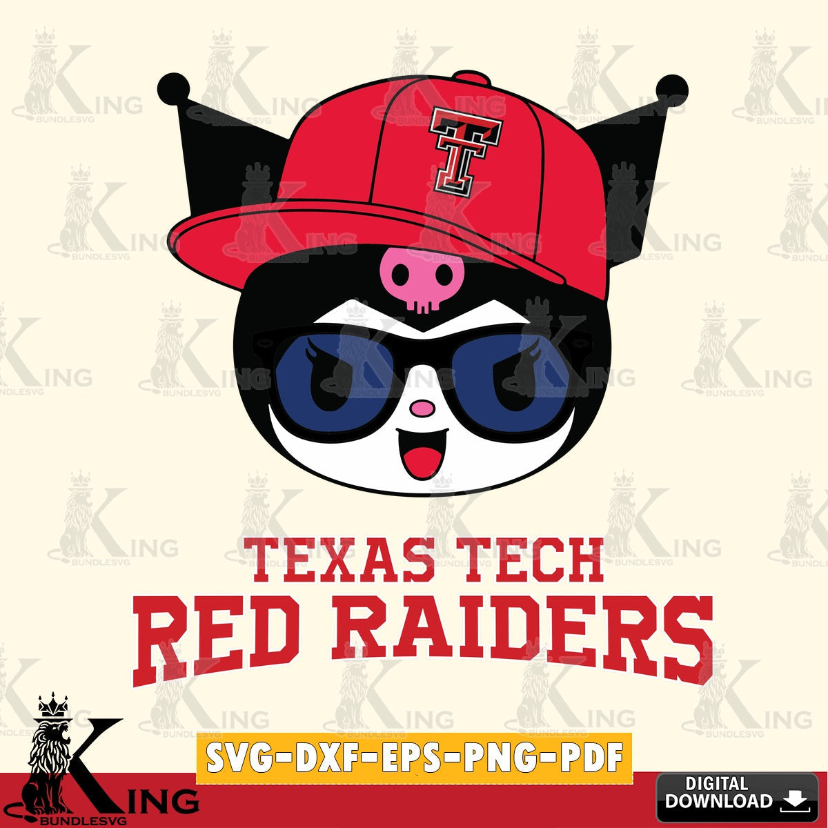 Texas Tech Red Raiders Kuromi Football Cool SVG file, Cricut, Cut file  , Digital Download , Instant Download, Sanrio svg, Clipart