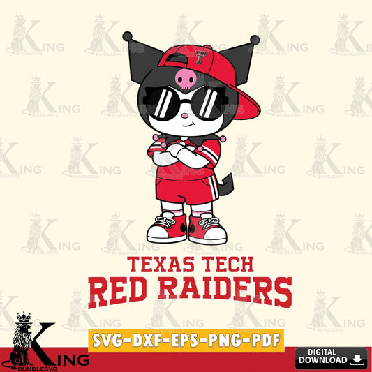 Texas Tech Red Raiders Kuromi Football Jersey SVG file, Cricut, Cut file  , Digital Download , Instant Download, Sanrio svg, Clipart
