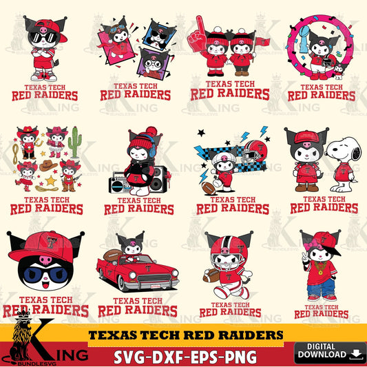 Texas Tech Red Raiders Kuromi Football Jersey NCAA Bundle SVG file, Cricut, Cut file  , Digital Download , Instant Download, Sanrio svg, Clipart