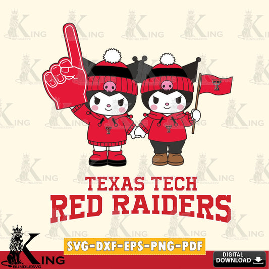 Texas Tech Red Raiders Kuromi rugby Fan SVG file, Cricut, Cut file  , Digital Download , Instant Download, Sanrio svg, Clipart