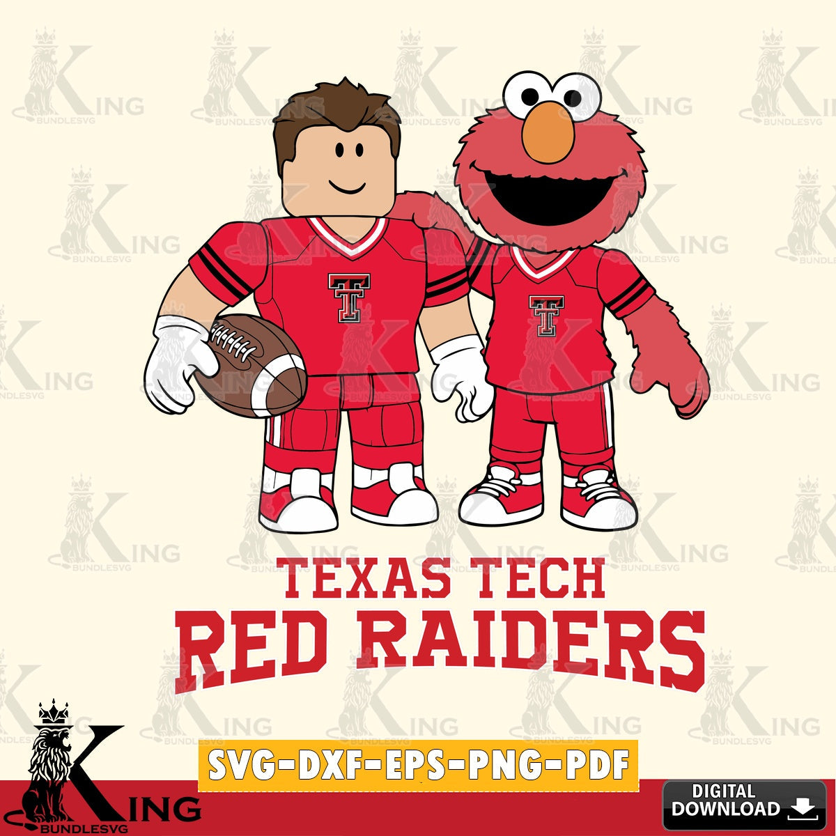 Texas Tech Red Raiders Roblox & Elmo Football SVG file , NCAA Cricut,  File cut , Digital Download , PDF File
