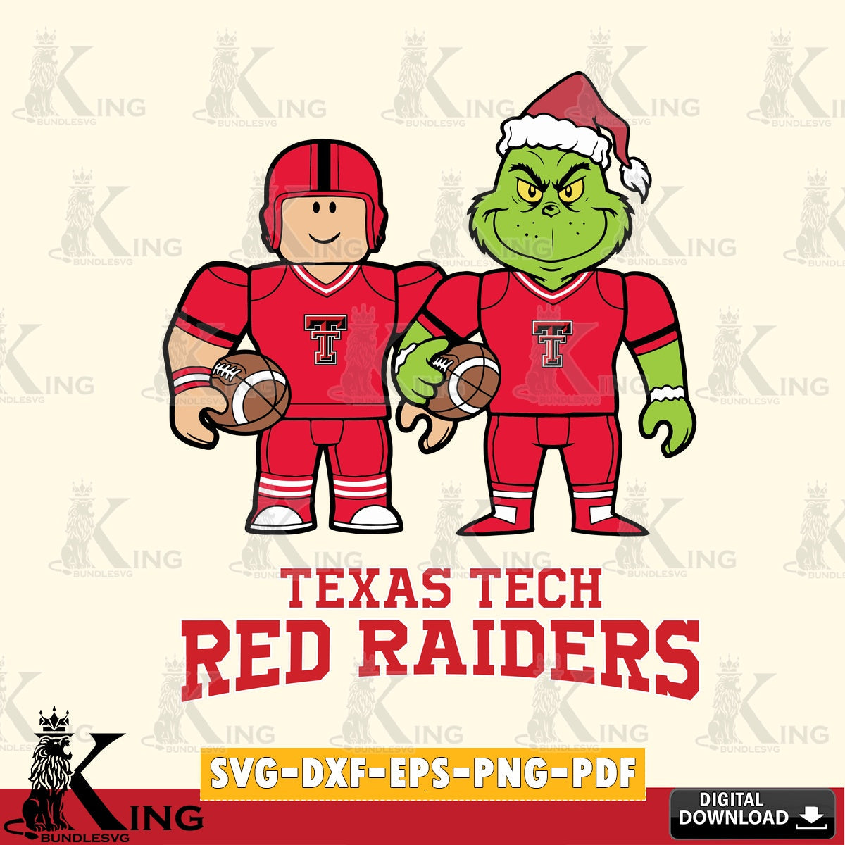 Texas Tech Red Raiders Roblox & Grinch Football SVG file , NCAA Cricut,  File cut , Digital Download , PDF File