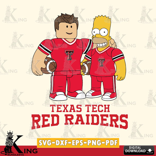 Texas Tech Red Raiders Roblox & Homer Simpson Football SVG file , NCAA Cricut,  File cut , Digital Download , PDF File