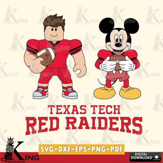 Texas Tech Red Raiders Roblox & Mickey Football SVG file , NCAA Cricut,  File cut , Digital Download , PDF File