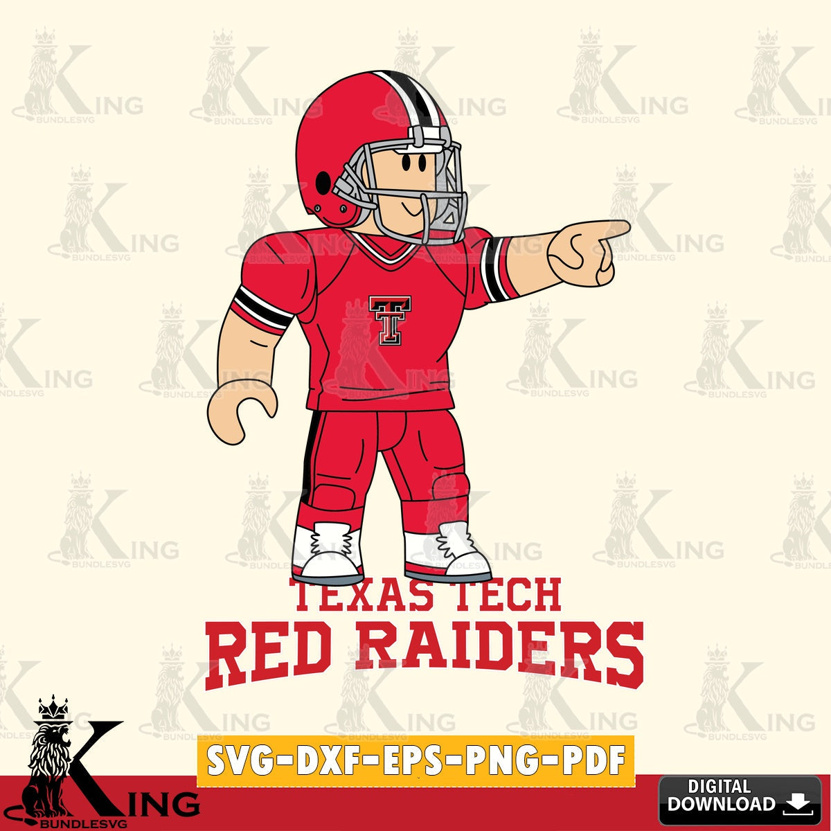 Texas Tech Red Raiders Roblox Player Football SVG file , NCAA Cricut,  File cut , Digital Download , PDF File