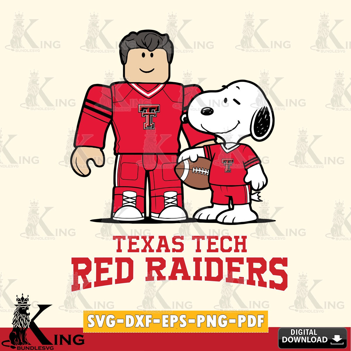 Texas Tech Red Raiders Roblox & Snoopy Football SVG file , NCAA Cricut,  File cut , Digital Download , PDF File
