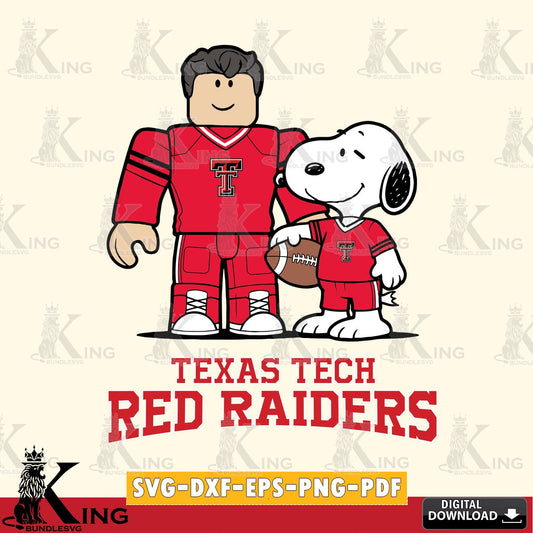 Texas Tech Red Raiders Roblox & Snoopy Football SVG file , NCAA Cricut,  File cut , Digital Download , PDF File