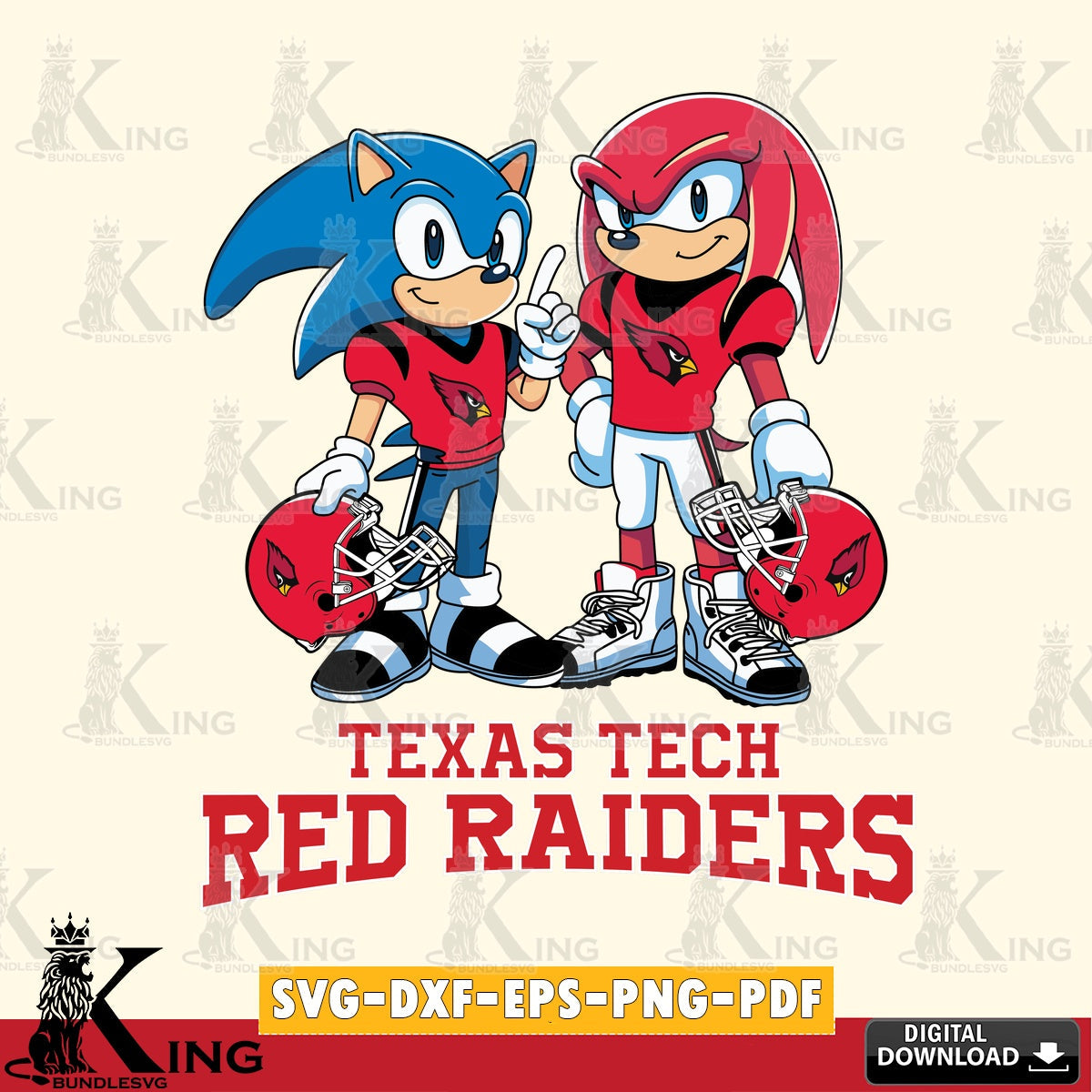 Texas Tech Red Raiders Sonic And Knuckles Football SVG file, Vector , Digital Download , PDF File , Instant Download