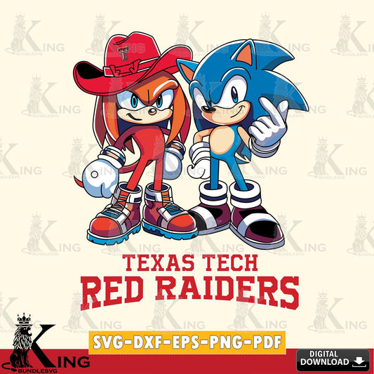 Texas Tech Red Raiders Sonic & Knuckles Football Mascot SVG file, Vector , Digital Download , PDF File , Instant Download