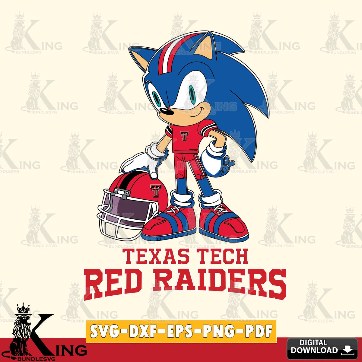 Texas Tech Red Raiders Sonic Player Football SVG file, Vector , Digital Download , PDF File , Instant Download