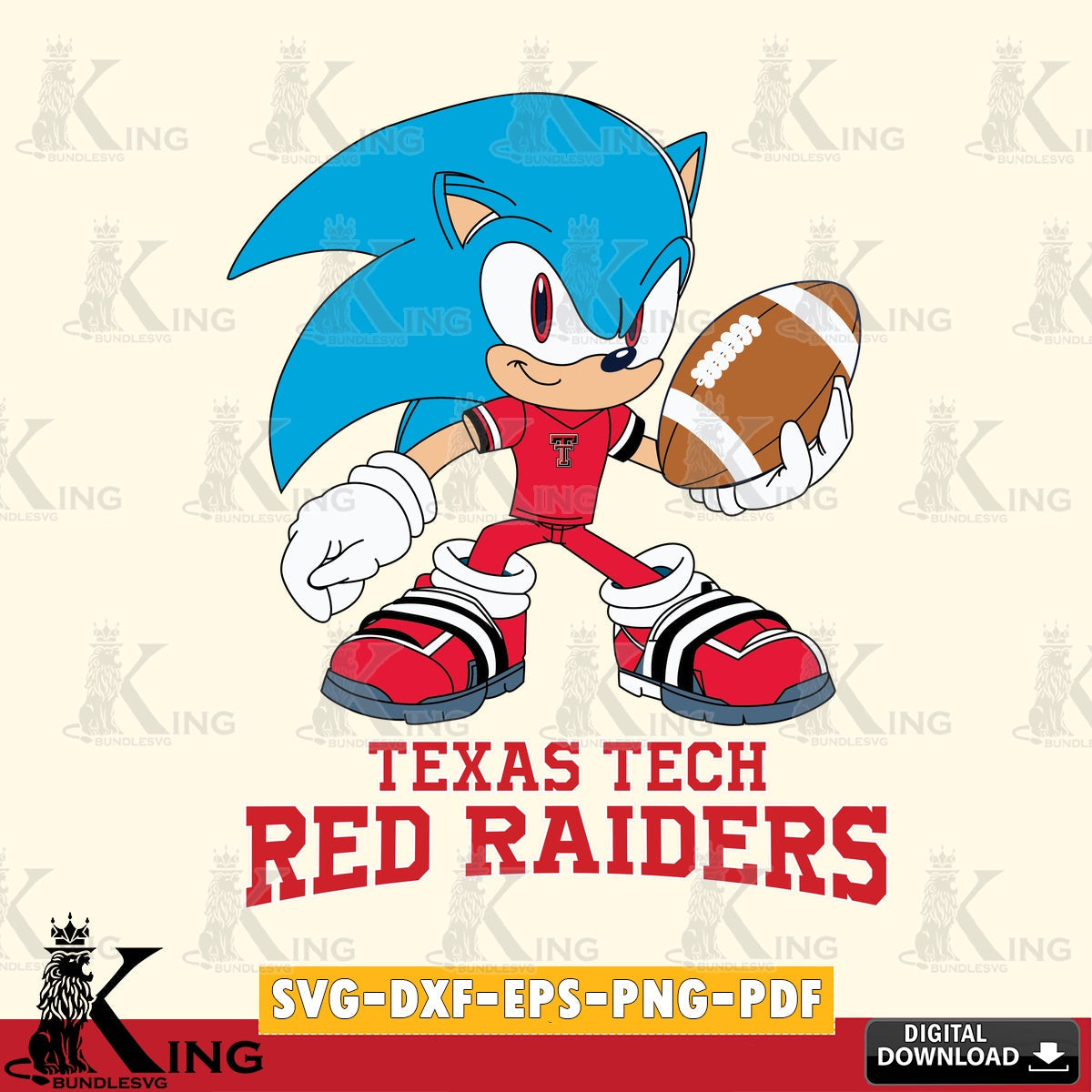 Digital clipart of Texas Tech Red Raiders Sonic Rugby vector art for engraving, cutting, and printing