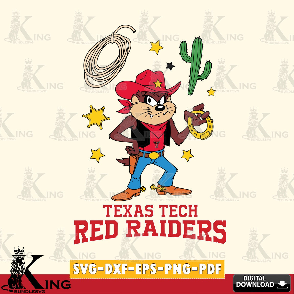 Texas Tech Red Raiders Taz Cowboy Western SVG file, Cut file  , Digital Download , Instant Download, Taz svg, NCAA svg