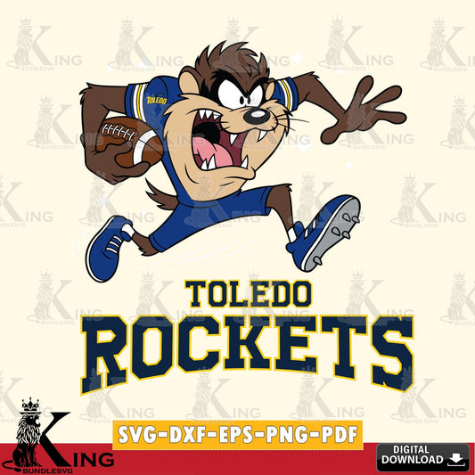 Toledo Rockets Angry Taz Football SVG file, Cut file  , Digital Download , Instant Download, Taz svg, NCAA svg