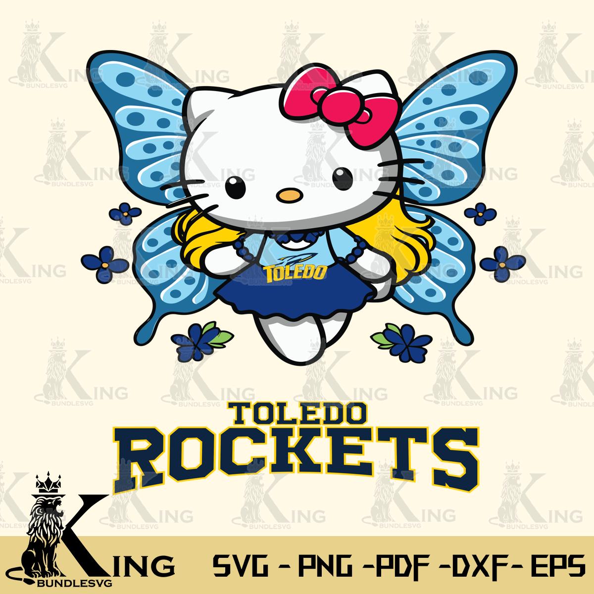 Toledo Rockets Butterfly Kitty Charm Svg Eps Dxf Png File, Digital Download