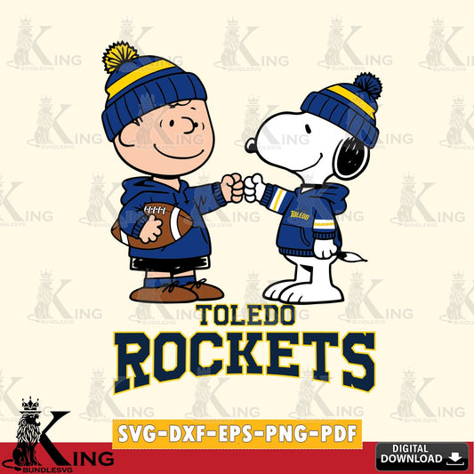 Toledo Rockets CharlieBrown Football Fist Bump SVG, Cricut, Cut file  , Digital Download , Instant Download, Peanuts svg, NCAA svg, Football svg, Sport svg