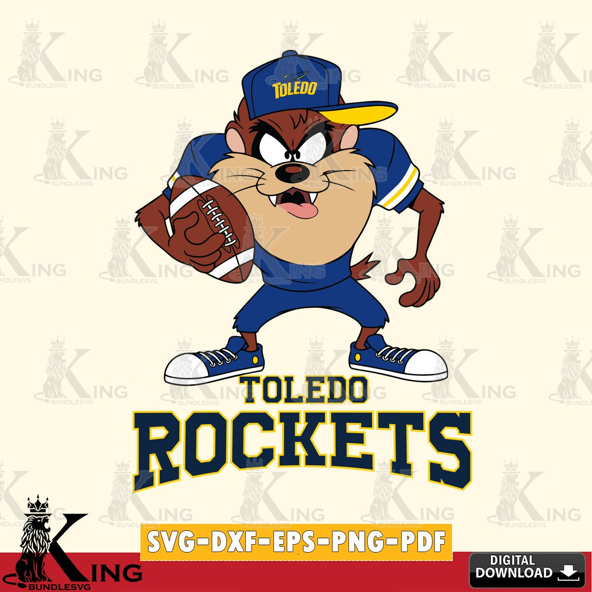 Toledo Rockets Đồng phục bóng đá Taz SVG file, Cut file  , Digital Download , Instant Download, Taz svg, NCAA svg