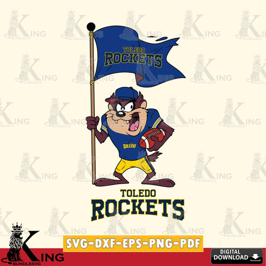 Toledo Rockets Football Taz Flag Art SVG file, Cut file  , Digital Download , Instant Download, Taz svg, NCAA svg