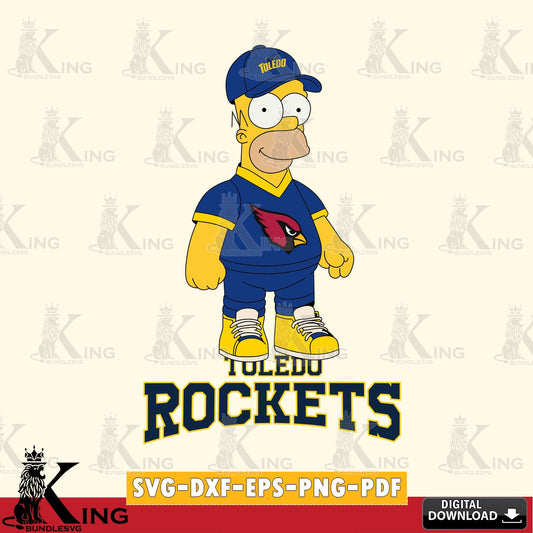 Custom design featuring Toledo Rockets Homer Simpson Football, a digital file for silhouette cameo and cricut projects