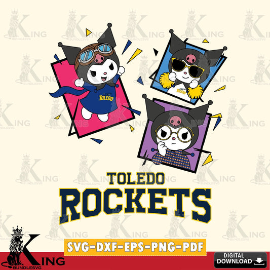 Toledo Rockets Kuromi Action Football SVG file, Cricut, Cut file  , Digital Download , Instant Download, Sanrio svg, Clipart