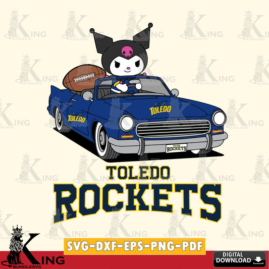 Toledo Rockets Kuromi Car Football Game SVG file, Cricut, Cut file  , Digital Download , Instant Download, Sanrio svg, Clipart