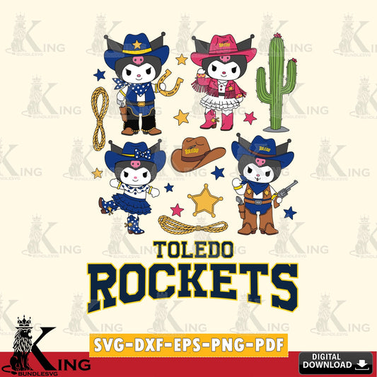 Toledo Rockets Kuromi Cowboy Western SVG file, Cricut, Cut file  , Digital Download , Instant Download, Sanrio svg, Clipart