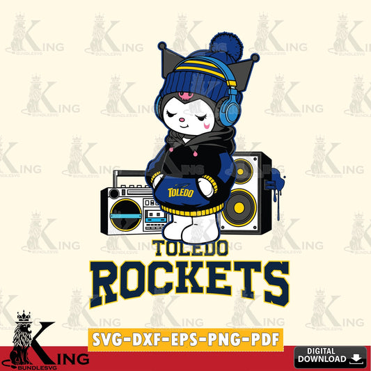 Toledo Rockets Kuromi Football Music SVG file, Cricut, Cut file  , Digital Download , Instant Download, Sanrio svg, Clipart