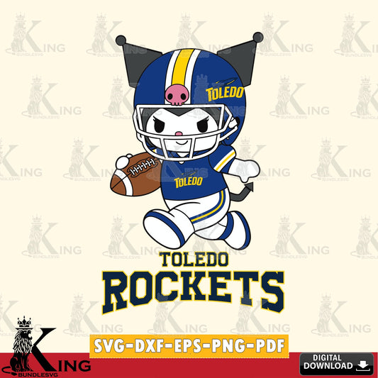 Toledo Rockets Kuromi Football Run SVG file, Cricut, Cut file  , Digital Download , Instant Download, Sanrio svg, Clipart