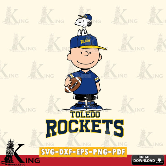 Toledo Rockets Peanuts Football Rugby SVG, Cricut, Cut file  , Digital Download , Instant Download, Peanuts svg, NCAA svg, Football svg, Sport svg