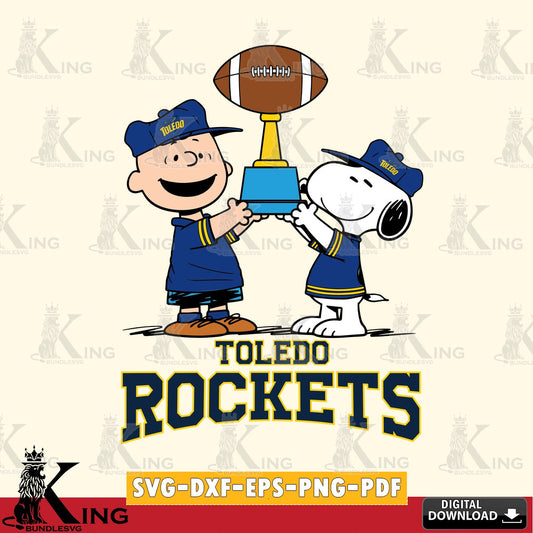 Toledo Rockets Peanuts Football Trophy SVG, Cricut, Cut file  , Digital Download , Instant Download, Peanuts svg, NCAA svg, Football svg, Sport svg