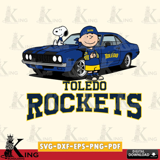 Toledo Rockets Peanuts Muscle Car SVG, Cricut, Cut file  , Digital Download , Instant Download, Peanuts svg, NCAA svg, Football svg, Sport svg