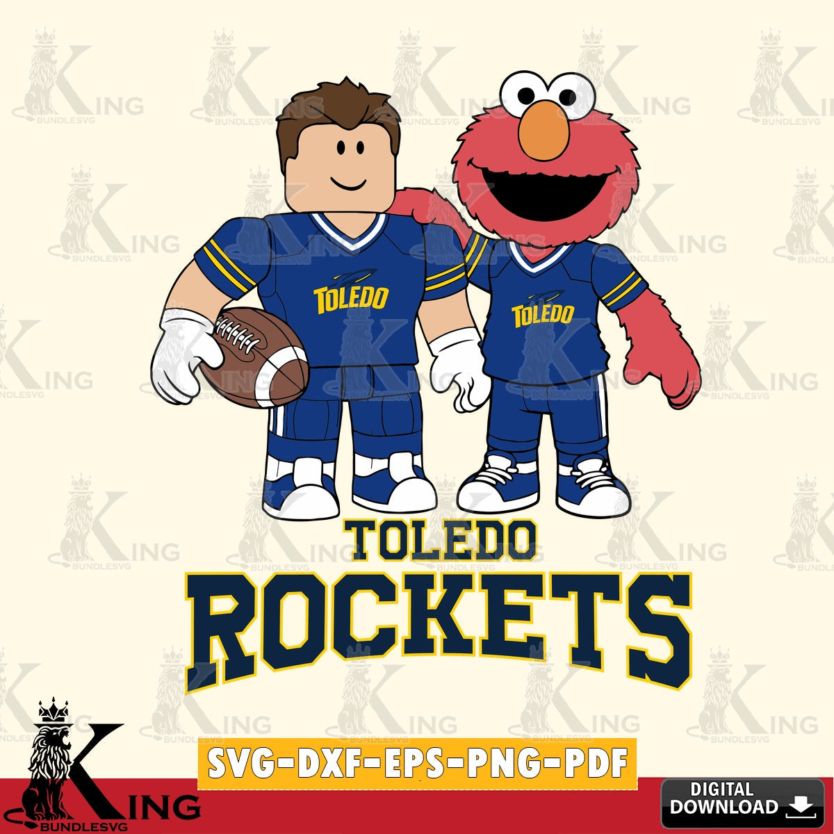 Toledo Rockets Roblox & Elmo Football SVG file , NCAA Cricut,  File cut , Digital Download , PDF File