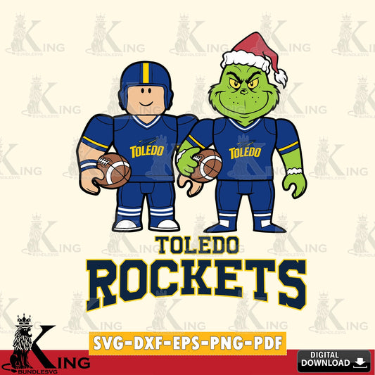 Toledo Rockets Roblox & Grinch Football SVG file , NCAA Cricut,  File cut , Digital Download , PDF File