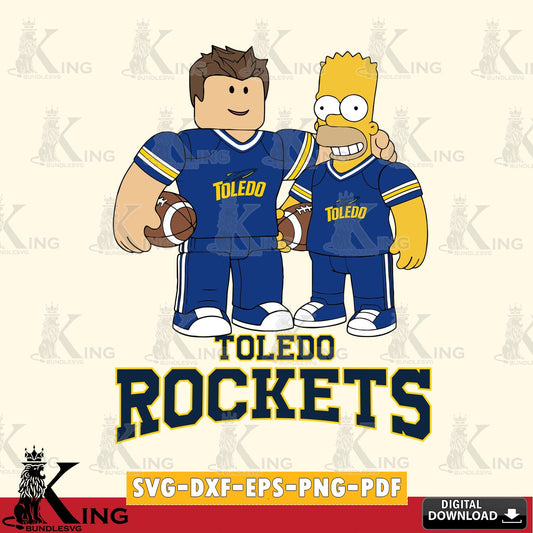Toledo Rockets Roblox & Homer Simpson Football SVG file , NCAA Cricut,  File cut , Digital Download , PDF File