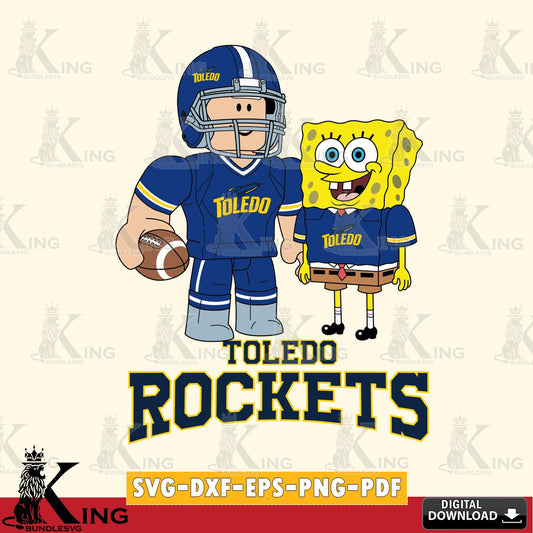 Toledo Rockets Roblox & Spongebob Football SVG file , NCAA Cricut,  File cut , Digital Download , PDF File