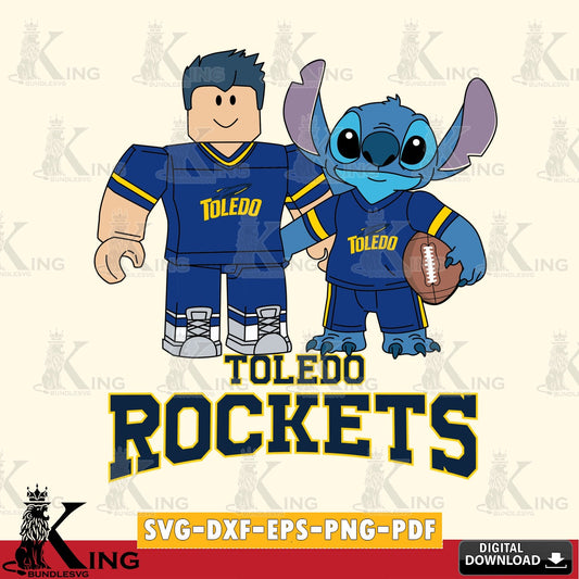 Toledo Rockets Roblox & Stitch Football SVG file , NCAA Cricut,  File cut , Digital Download , PDF File