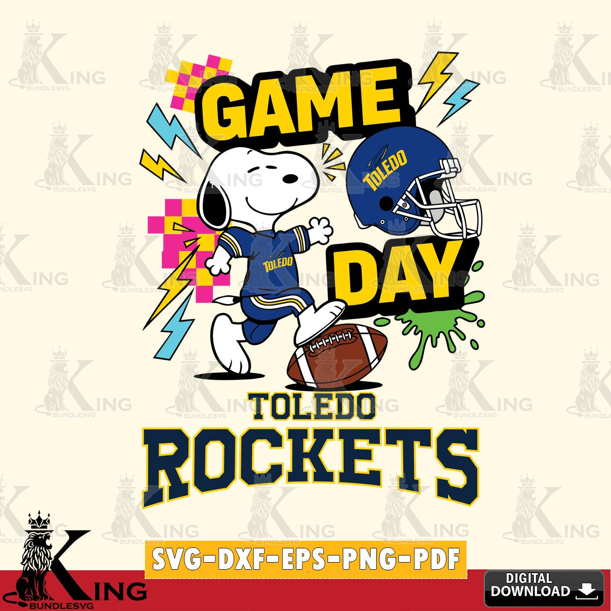 Toledo Rockets Snoopy Game day SVG, Cricut, Cut file  , Digital Download , Instant Download, Peanuts svg, NCAA svg, Football svg, Sport svg