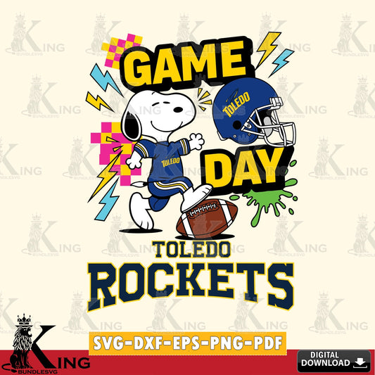 Toledo Rockets Snoopy Game day SVG, Cricut, Cut file  , Digital Download , Instant Download, Peanuts svg, NCAA svg, Football svg, Sport svg