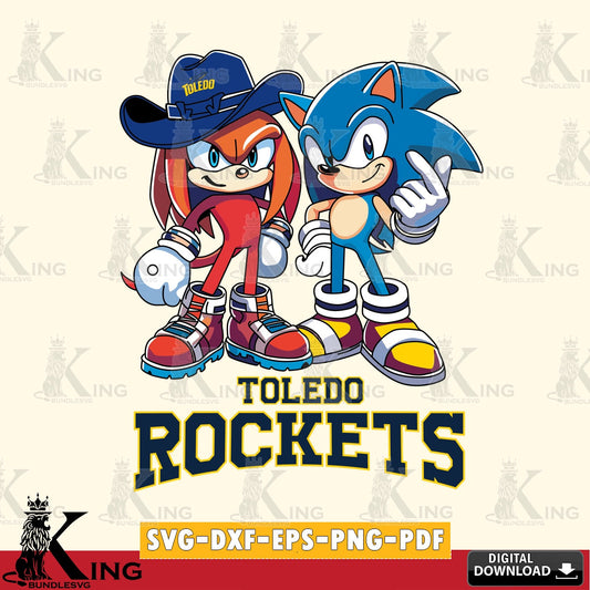 Toledo Rockets Sonic & Knuckles Football Mascot SVG file, Vector , Digital Download , PDF File , Instant Download