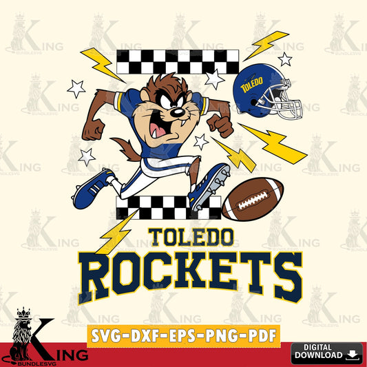 Toledo Rockets Taz Football Lightning SVG file, Cut file  , Digital Download , Instant Download, Taz svg, NCAA svg