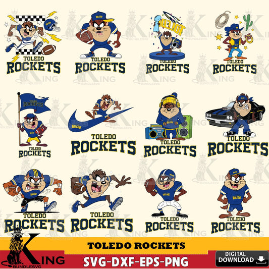 Toledo Rockets Taz Football NCAA Bundle SVG file, Cut file  , Digital Download , Instant Download, Taz svg, NCAA svg